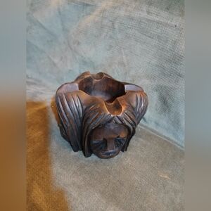 African Wooden Face Ashtray